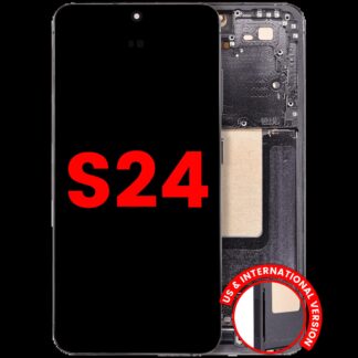 OLED Display mit Rahmen für Samsung Galaxy S24 5G (US & International Version) (Aftermarket Plus) (Onyx Black)