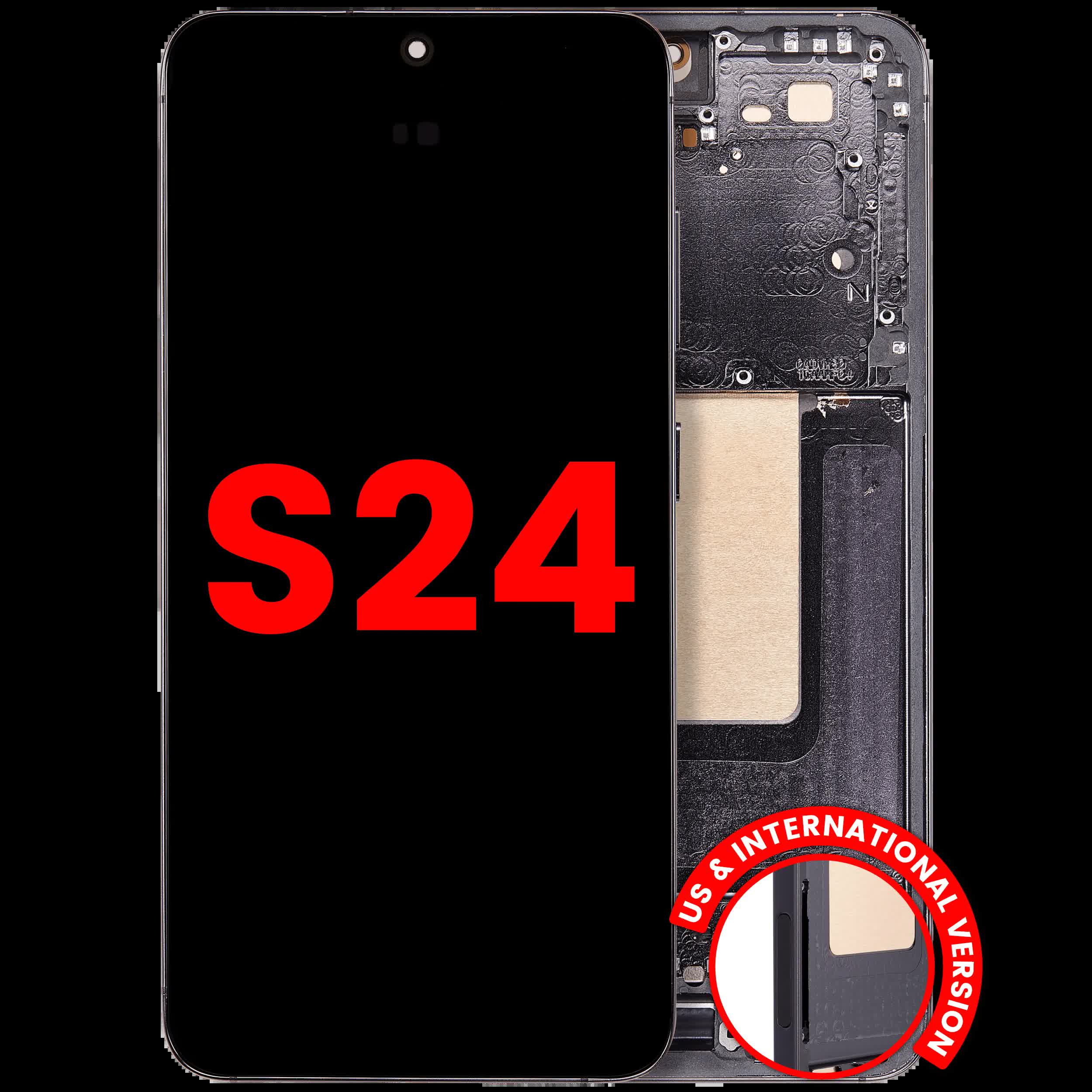 OLED Display mit Rahmen für Samsung Galaxy S24 5G (US & International Version) (Aftermarket Plus) (Onyx Black)