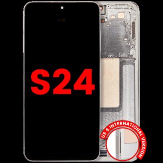 OLED Display mit Rahmen für Samsung Galaxy S24 5G (US & International Version) (Aftermarket Plus) (Amber Yellow)