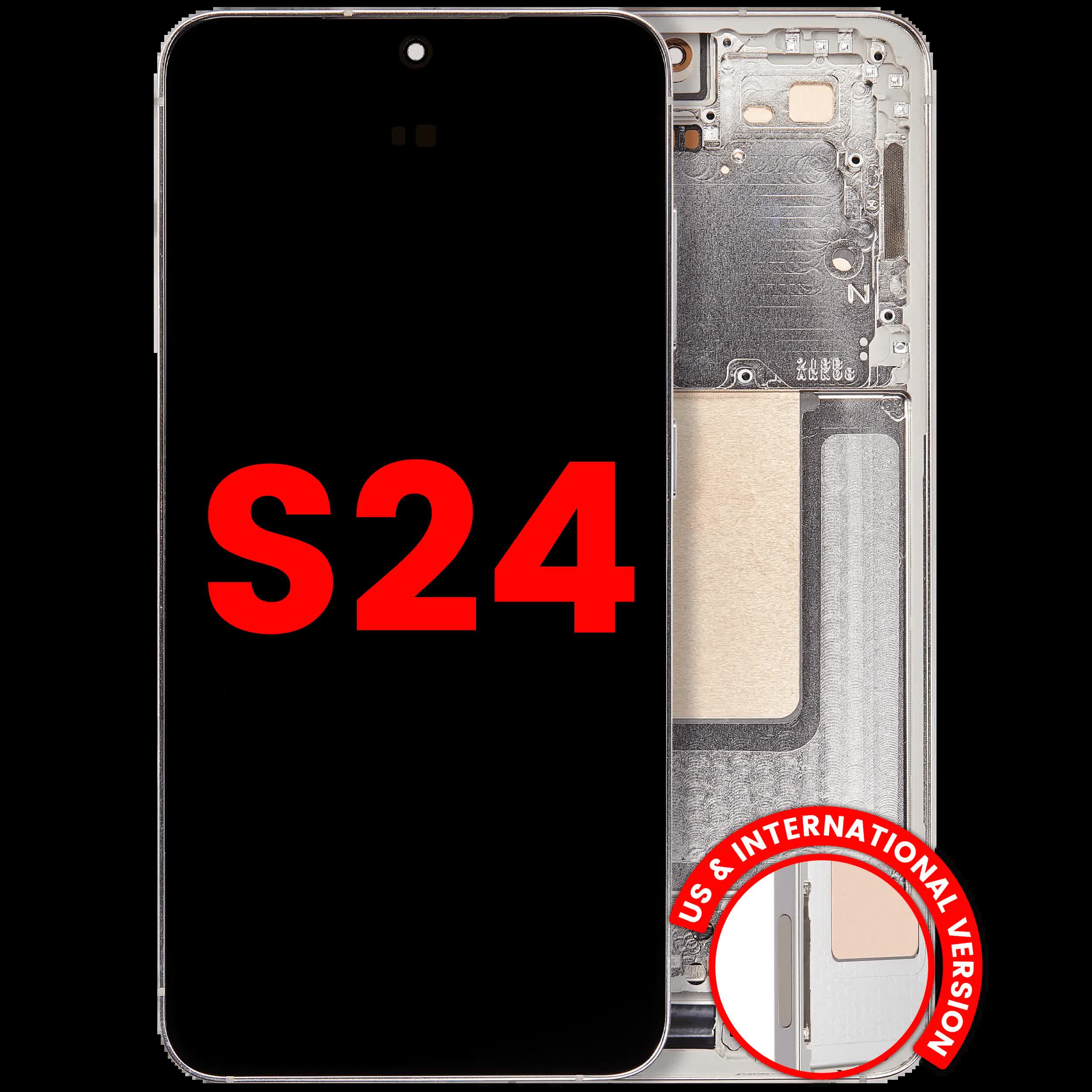 OLED Display mit Rahmen für Samsung Galaxy S24 5G (US & International Version) (Aftermarket Plus) (Amber Yellow)