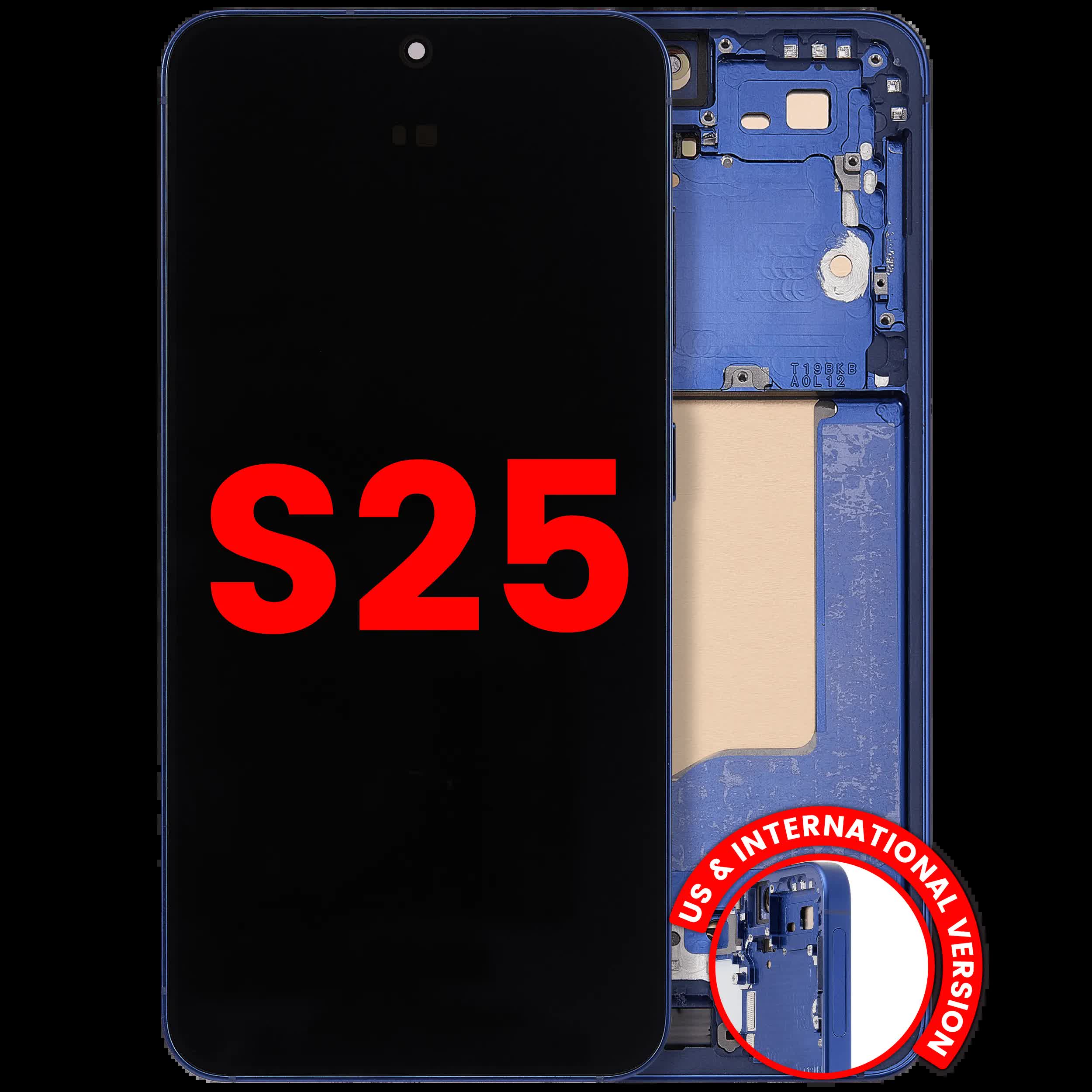 OLED Display mit Rahmen für Samsung Galaxy S25 5G (US & International) (Aftermarket Plus) (Navy)