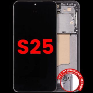 OLED Display mit Rahmen für Samsung Galaxy S25 5G (US & International) (Aftermarket Plus) (Silver Shadow)