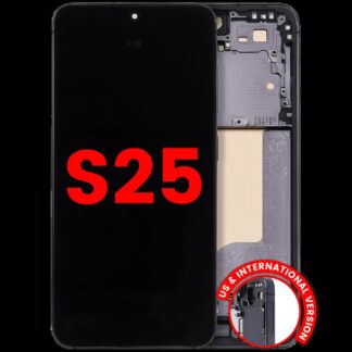 OLED Display mit Rahmen für Samsung Galaxy S25 5G (US & International) (Aftermarket Plus) (Blue Black)