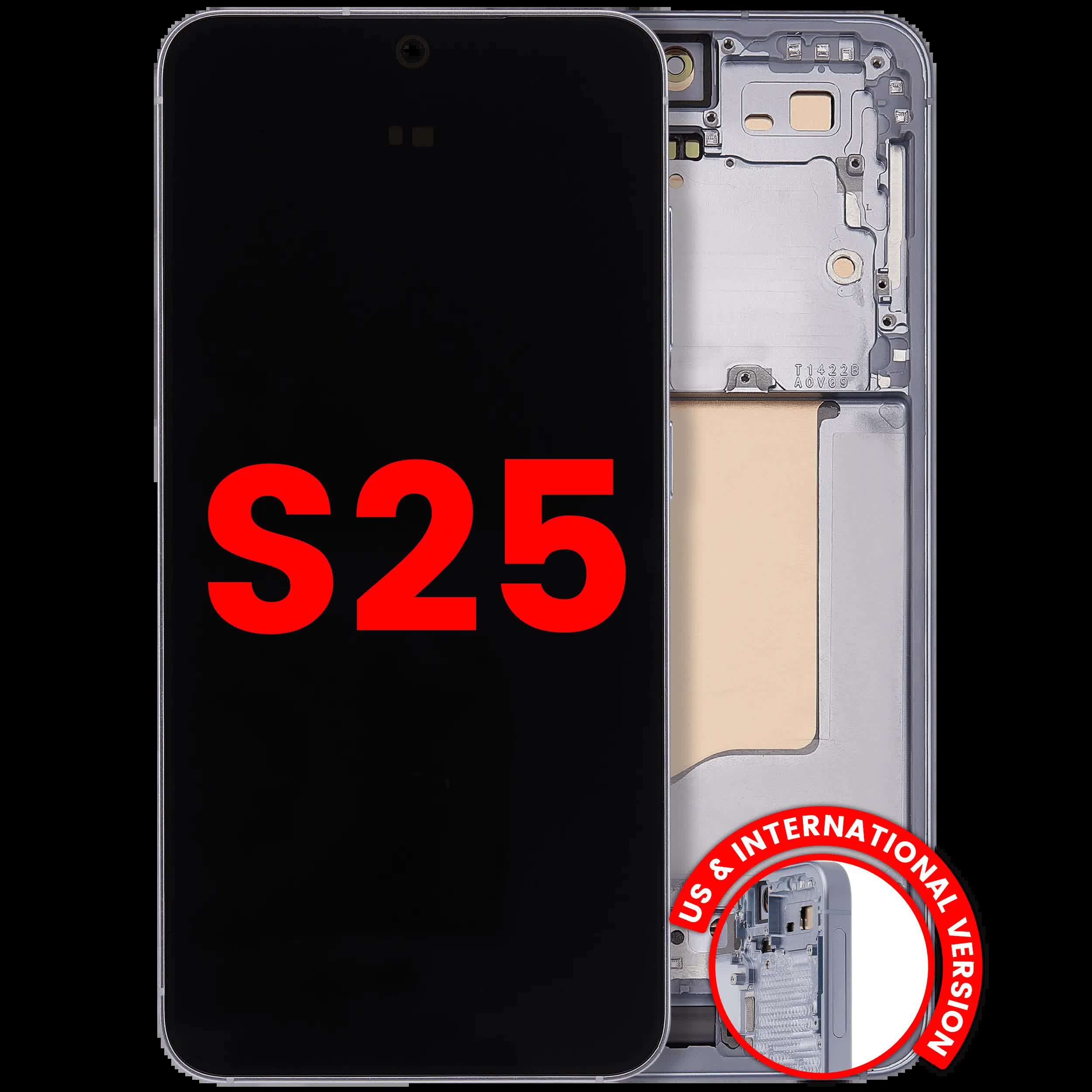 OLED Display mit Rahmen für Samsung Galaxy S25 5G (US & International) (Aftermarket Plus) (Icy Blue)