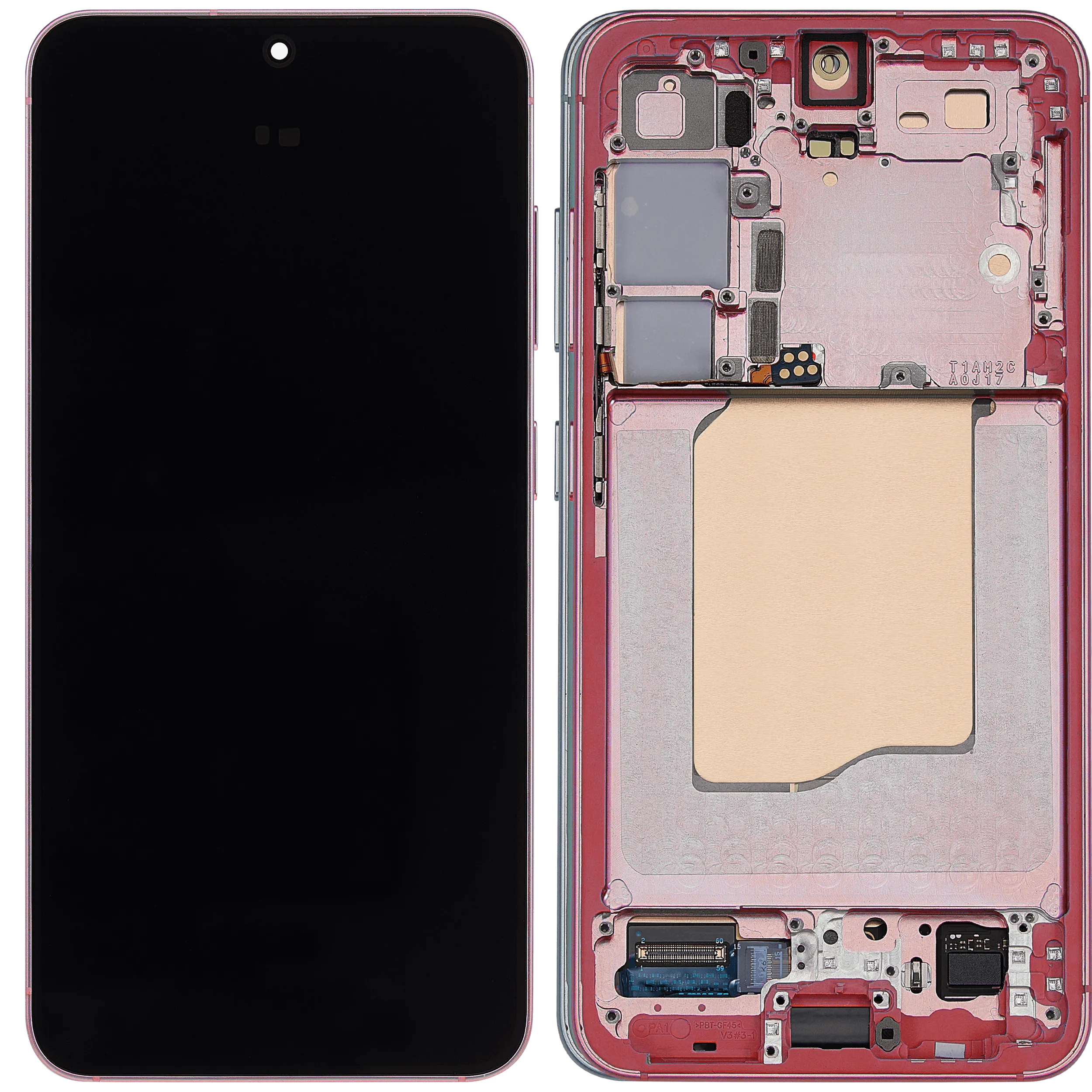 OLED Display mit Rahmen für Samsung Galaxy S25 5G (US & International) (Aftermarket Plus) (Coral Red) – Bild 4