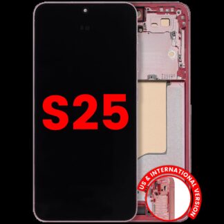 OLED Display mit Rahmen für Samsung Galaxy S25 5G (US & International) (Aftermarket Plus) (Coral Red)