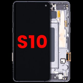 OLED Display mit Rahmen für Samsung Galaxy S10 (Aftermarket Plus) (Prism / Ceramic Black)
