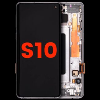 OLED Display mit Rahmen für Samsung Galaxy S10 (Aftermarket Plus) (Prism White)