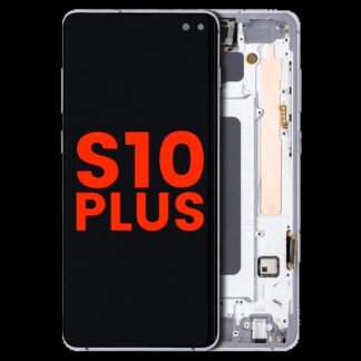 OLED Display mit Rahmen für Samsung Galaxy S10 Plus (Aftermarket Plus) (Prism White)