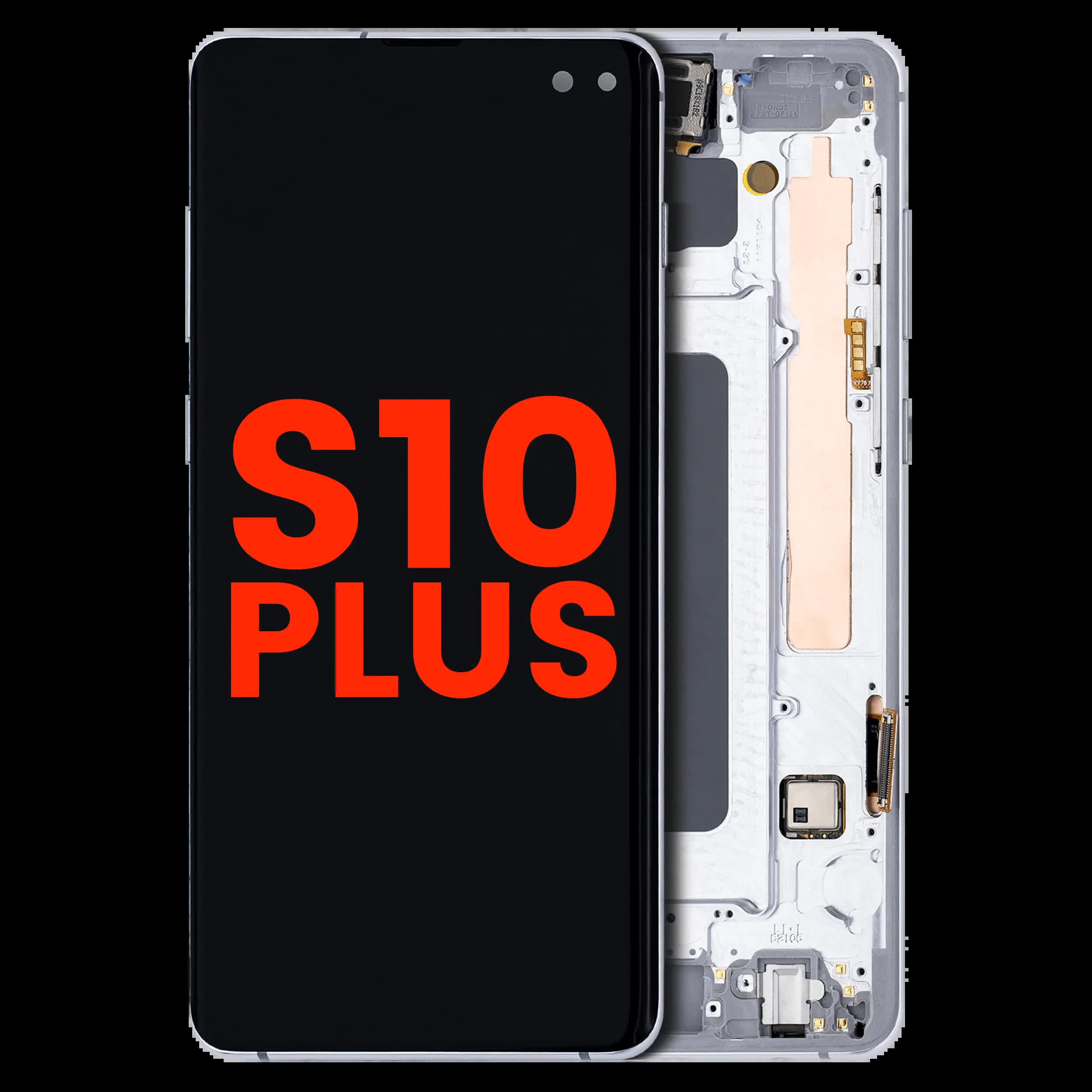 OLED Display mit Rahmen für Samsung Galaxy S10 Plus (Aftermarket Plus) (Prism White)