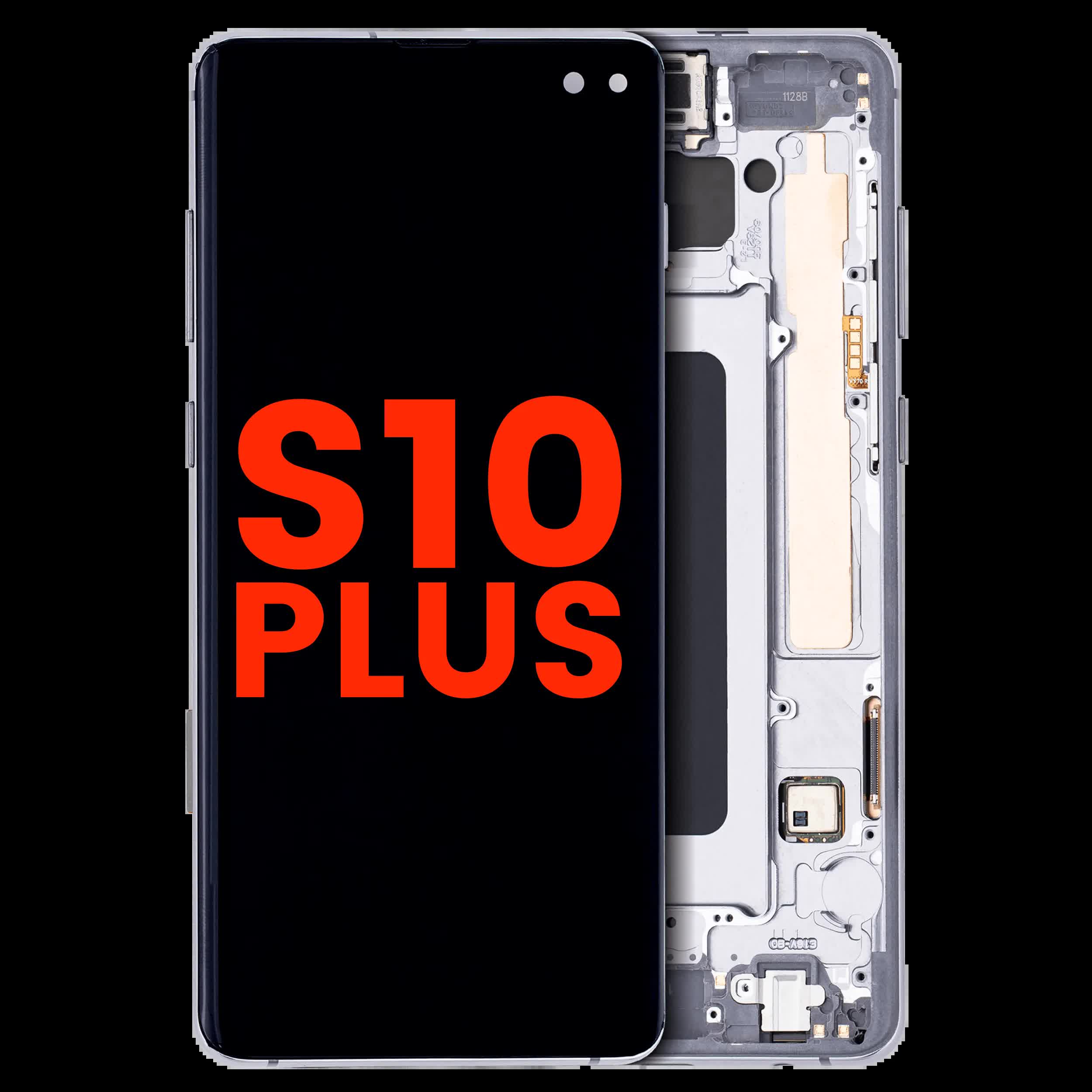 OLED Display mit Rahmen für Samsung Galaxy S10 Plus (Aftermarket Plus) (Prism / Ceramic Black)