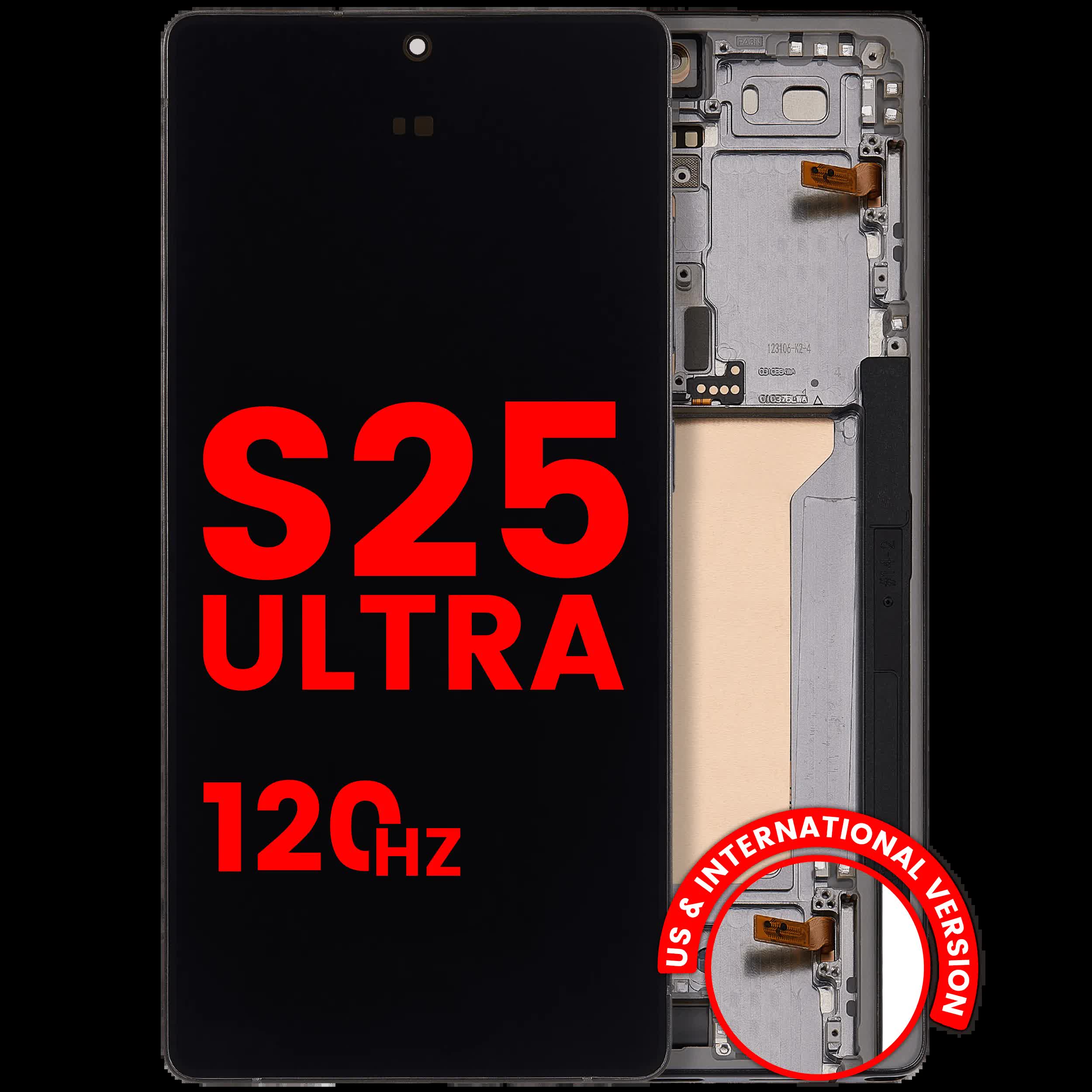 OLED Display mit Rahmen für Samsung Galaxy S25 Ultra 5G (US & International) (Aftermarket Pro) (120Hz) (Titanium Jet Black)