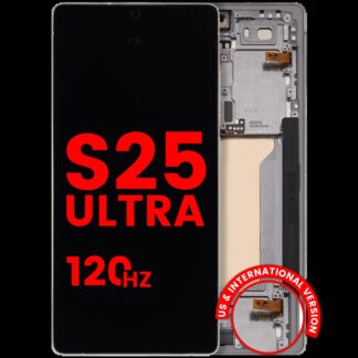 OLED Display mit Rahmen für Samsung Galaxy S25 Ultra 5G (US & International) (Aftermarket Pro) (120Hz) (Titanium White Silver)