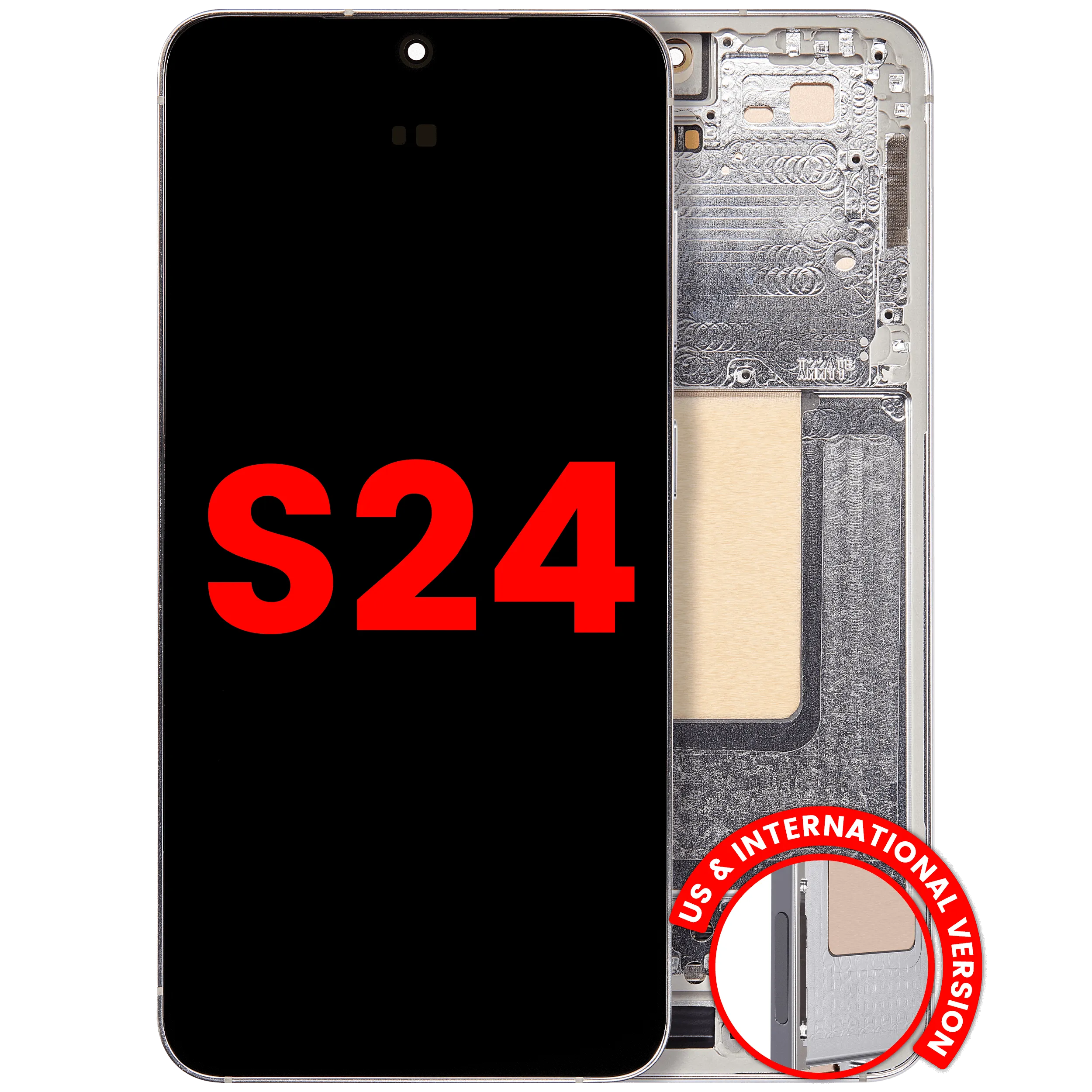 OLED Display mit Rahmen für Samsung Galaxy S24 5G (US & International Version) (Aftermarket Plus) (Sandstone Orange) – Bild 3