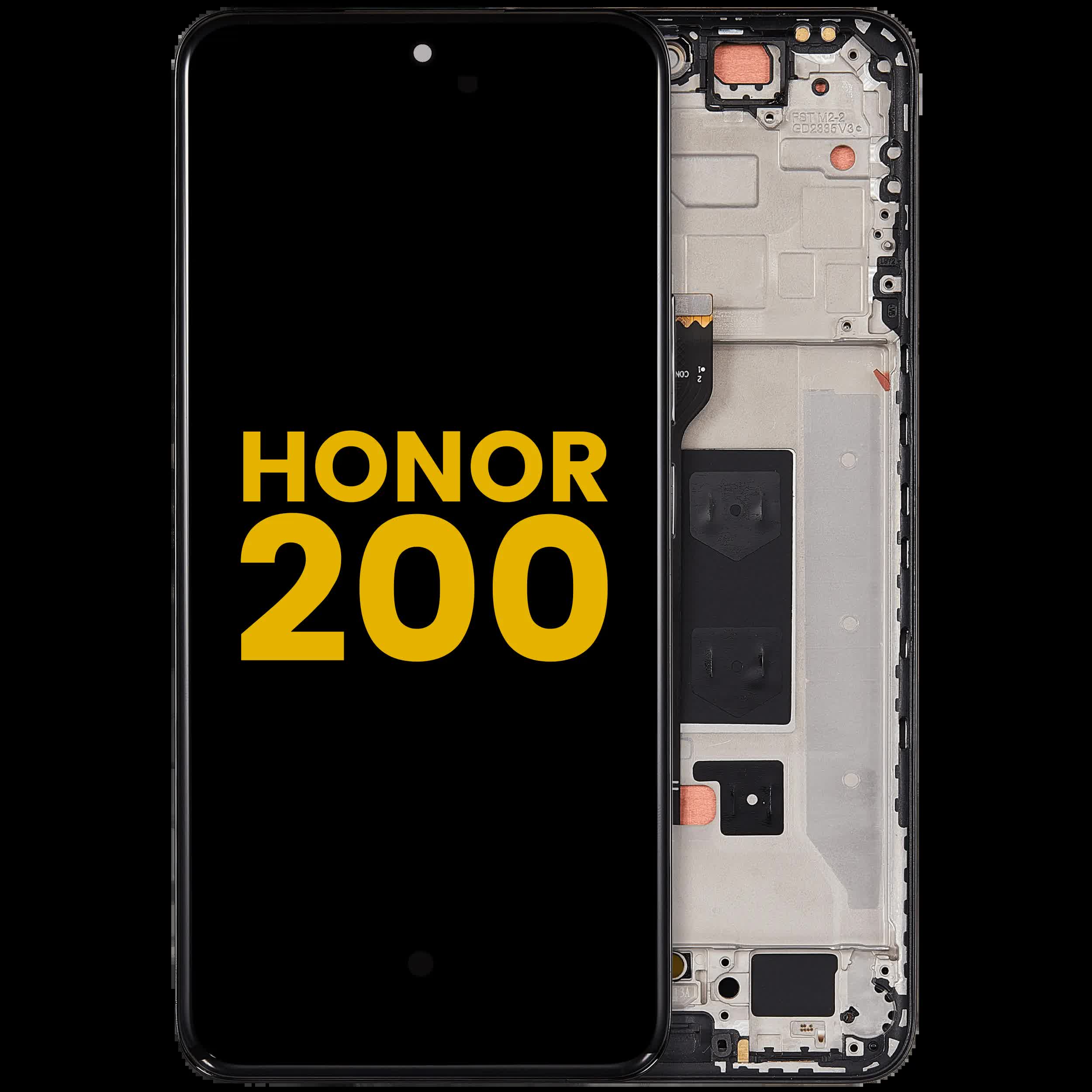 OLED Display mit Rahmen für Honor 200 (professionell aufgearbeitet) (Black (Schwarz))