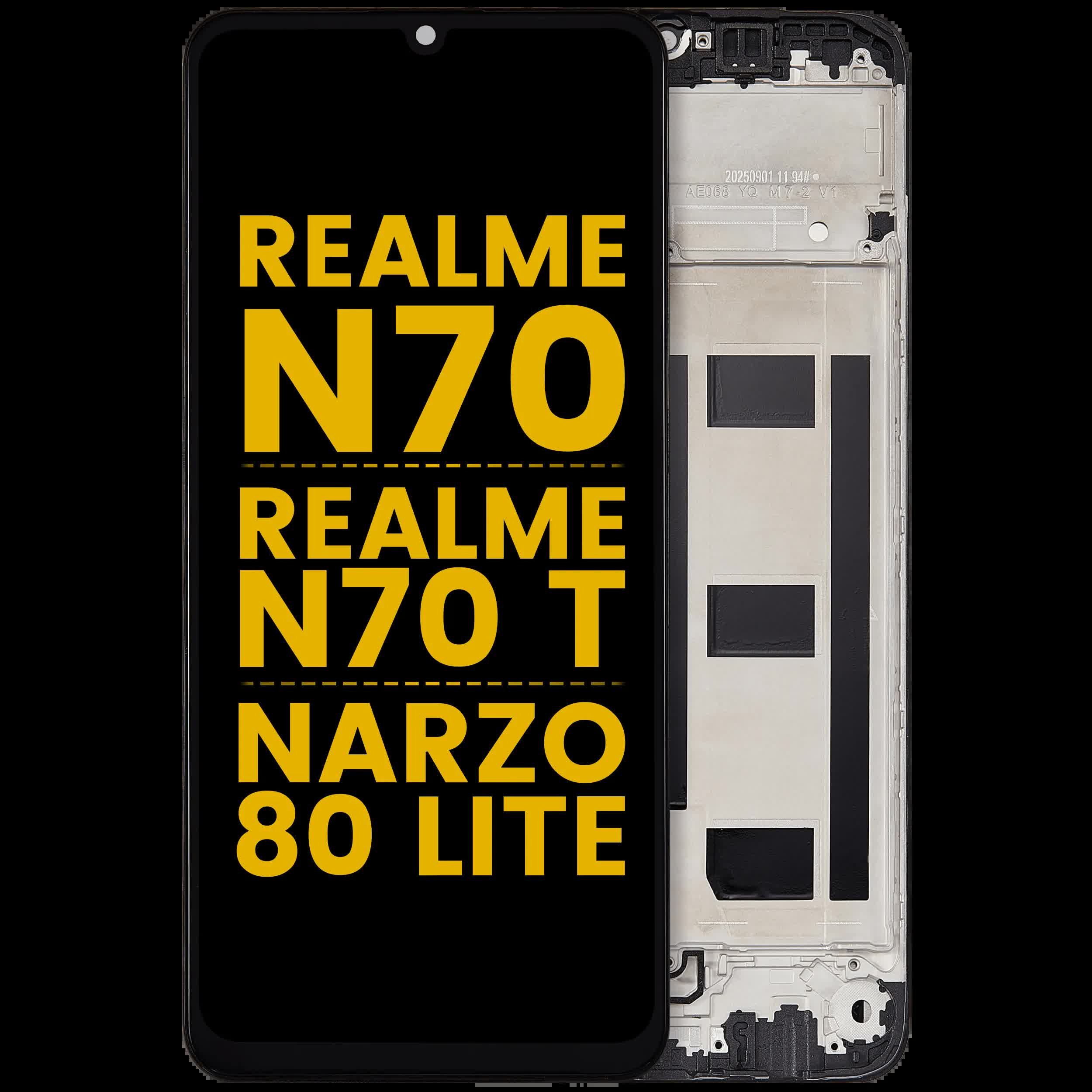 LCD Display mit Rahmen für Realme Note 70 / Note 70 T / Narzo 80 Lite (professionell aufgearbeitet)