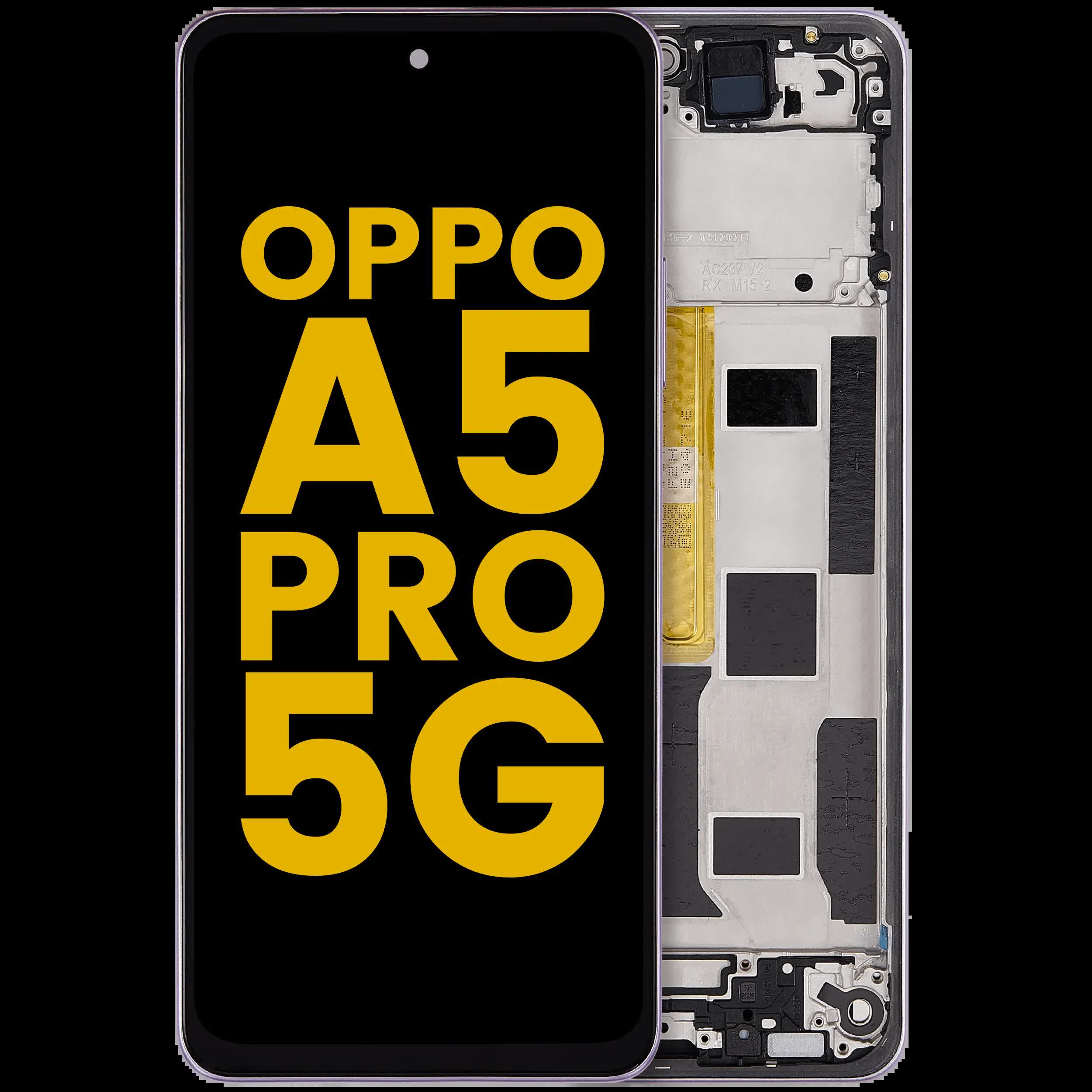 LCD Display mit Rahmen für OPPO A5 Pro 5G (professionell aufgearbeitet) (Flower Pink)