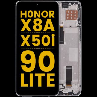 LCD Display mit Rahmen für Honor X8A / X50i / 90 Lite (professionell aufgearbeitet) (Titanium Silver)