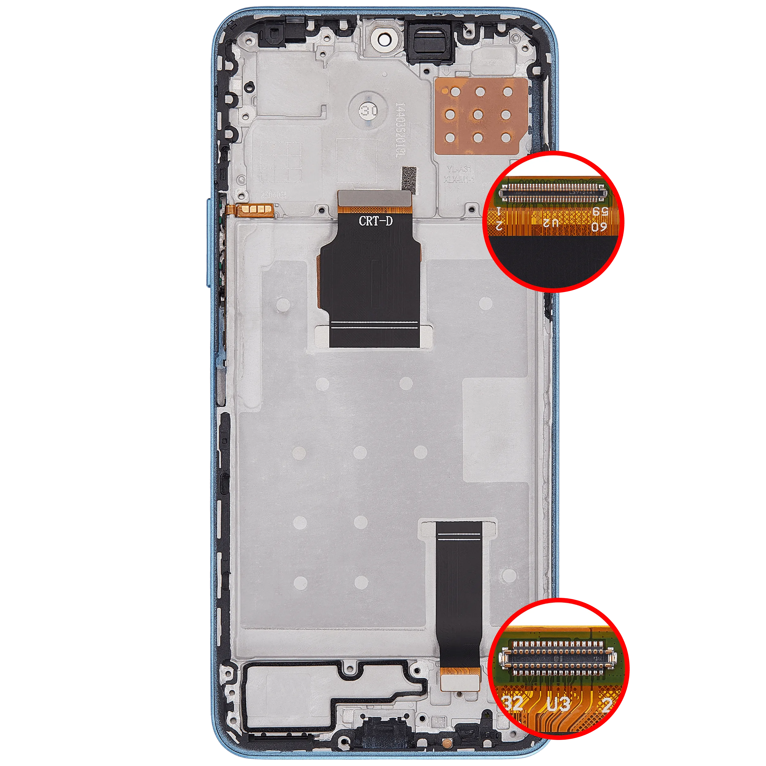 LCD Display mit Rahmen für Honor X8A / X50i / 90 Lite (professionell aufgearbeitet) (Cyan Lake) – Bild 4