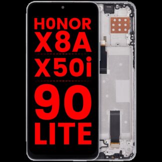 LCD Display mit Rahmen für Honor X8A / X50i / 90 Lite ((Aftermarket Plus) (Titanium Silver)