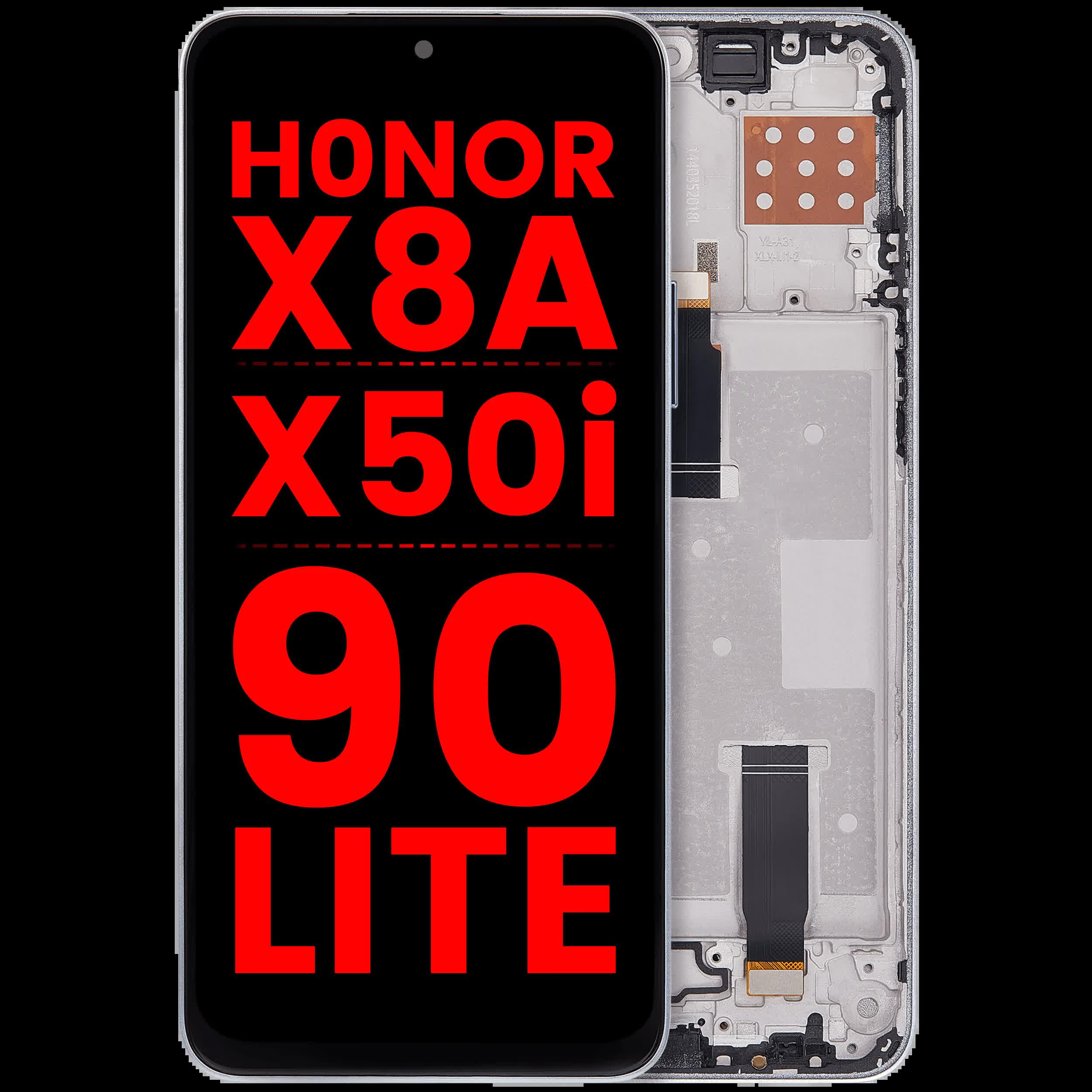 LCD Display mit Rahmen für Honor X8A / X50i / 90 Lite ((Aftermarket Plus) (Titanium Silver)