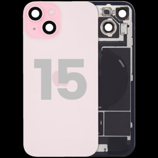 Rückglas mit MagSafe Magnet & NFC & Taschenlampen-Flexkabel für iPhone 15 (ausgebautes Originalteil: Grade B) (Pink (Rosa))