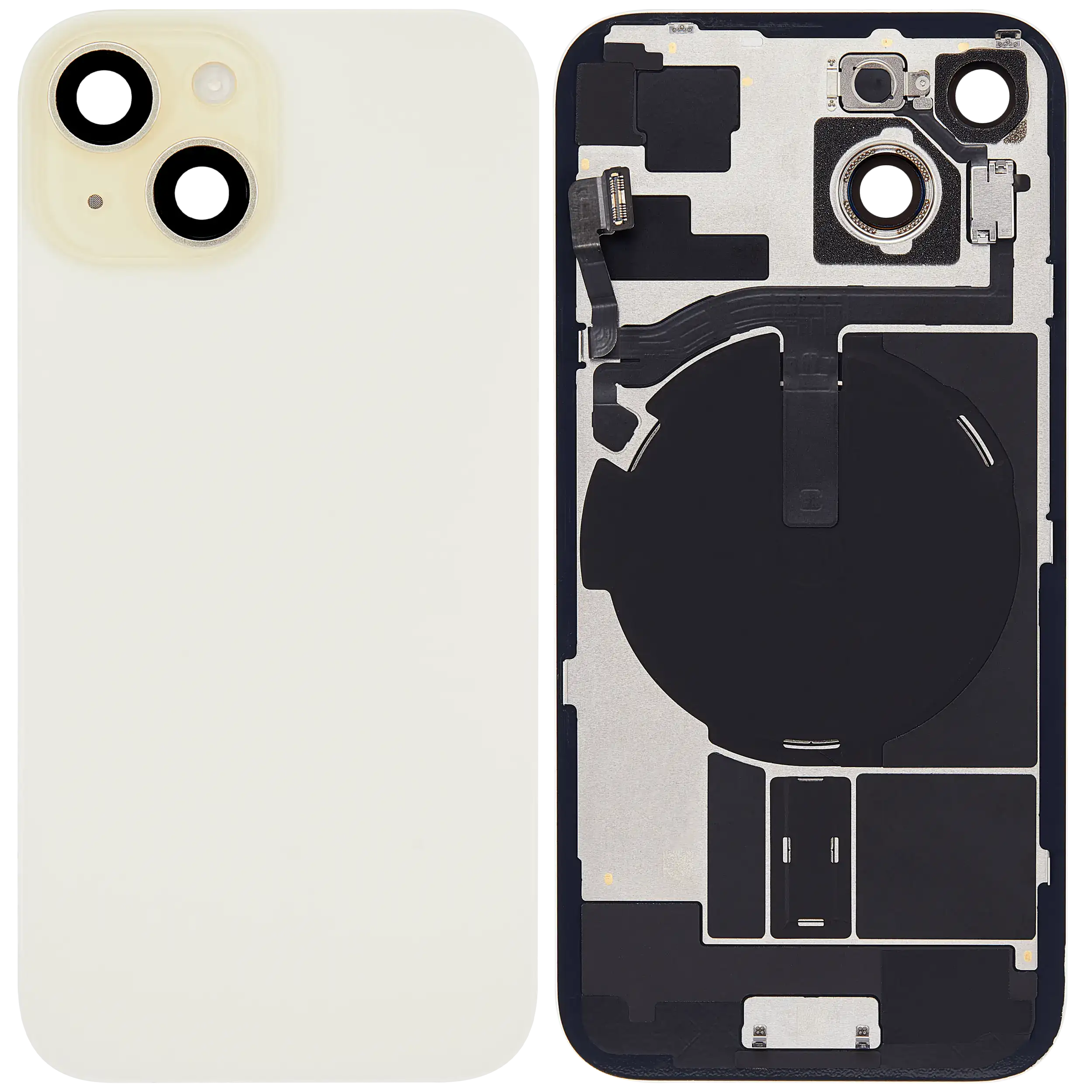 Rückglas mit MagSafe Magnet & NFC & Taschenlampen-Flexkabel für iPhone 15 (ausgebautes Originalteil: Grade B) (Yellow) – Bild 2