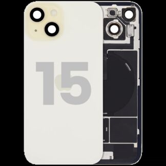 Rückglas mit MagSafe Magnet & NFC & Taschenlampen-Flexkabel für iPhone 15 (ausgebautes Originalteil: Grade B) (Yellow)