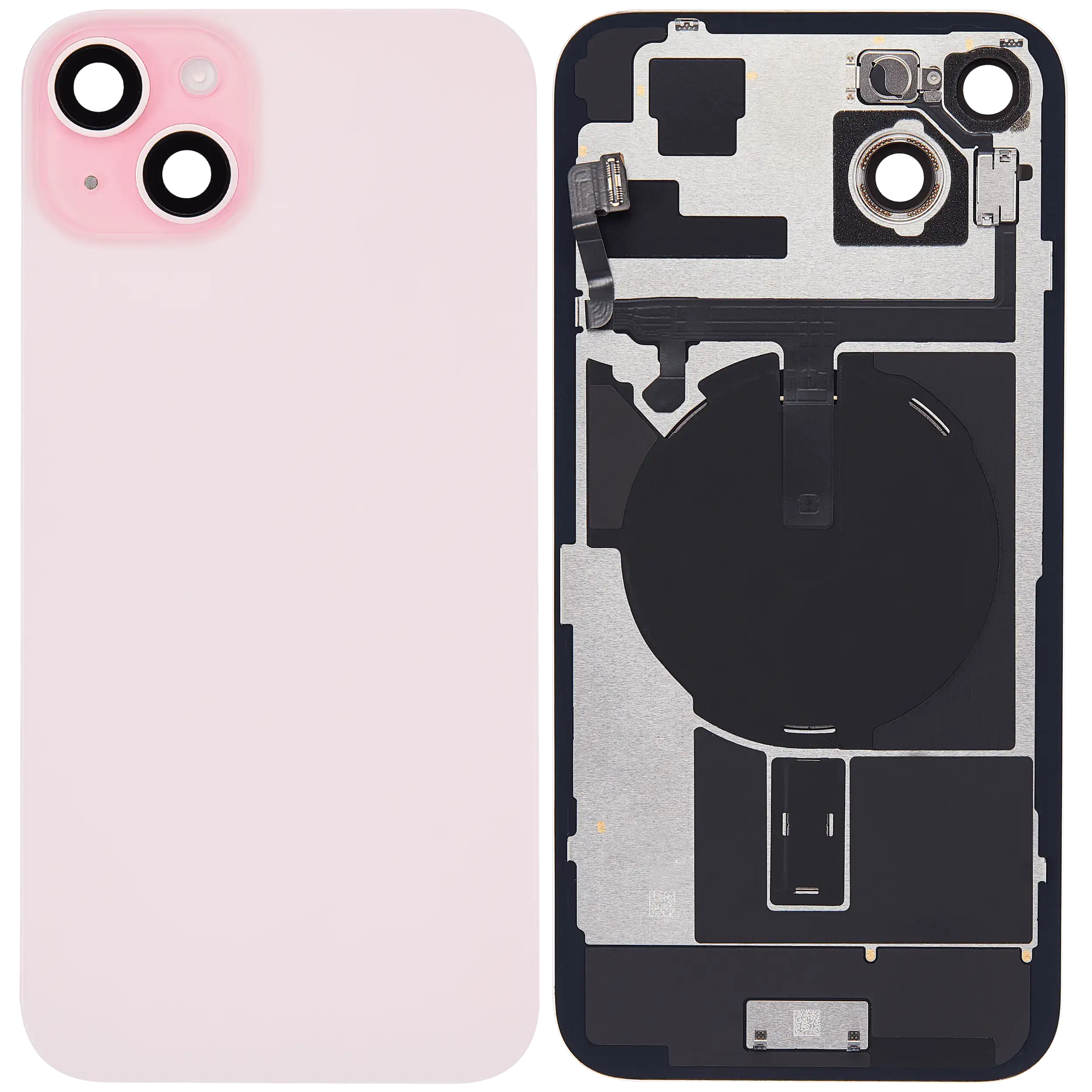 Rückglas mit MagSafe Magnet & NFC & Taschenlampen-Flexkabel für iPhone 15 Plus (ausgebautes Originalteil: Grade B) (Pink (Rosa)) – Bild 2