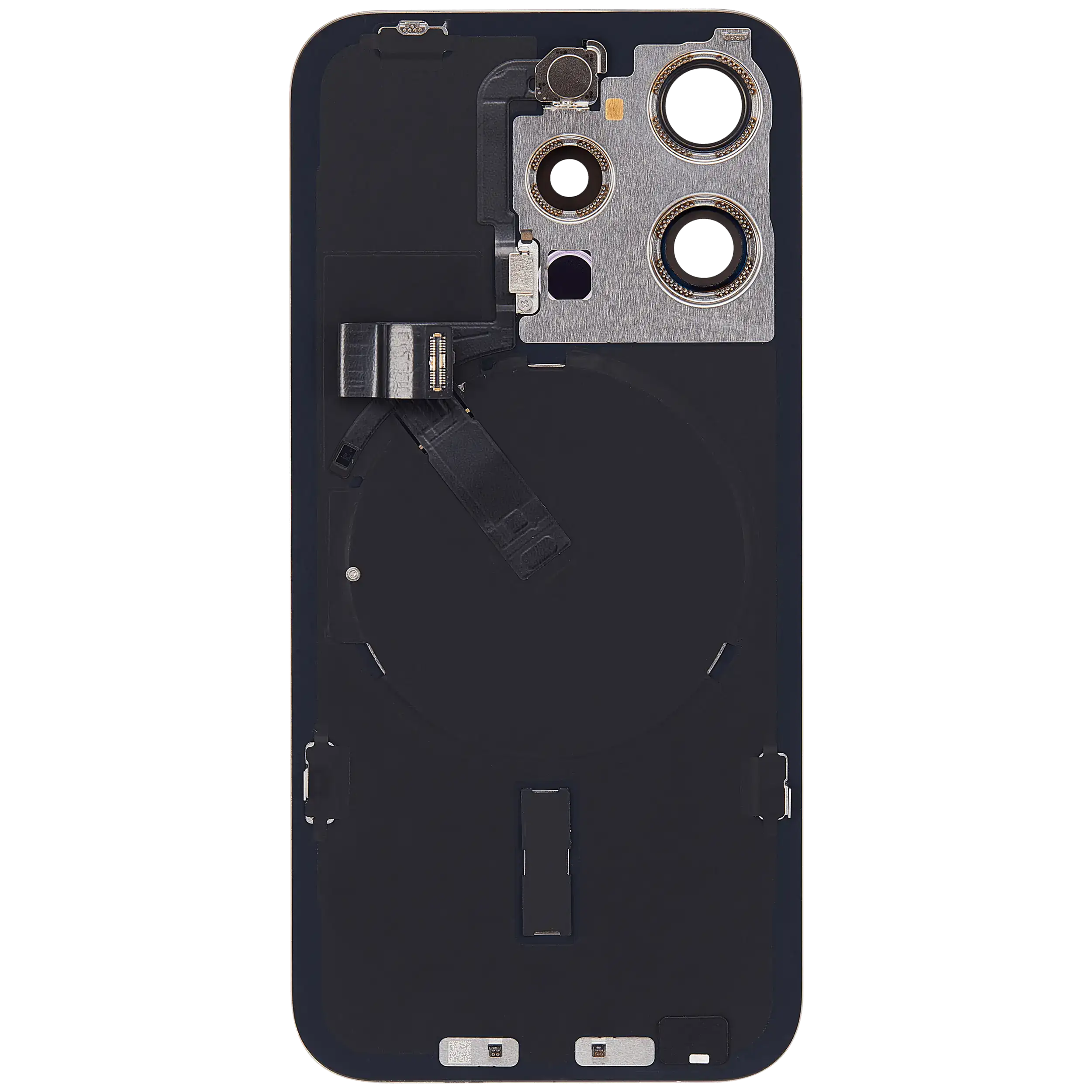 Rückglas mit MagSafe Magnet & NFC & Taschenlampen-Flexkabel für iPhone 15 Pro (ausgebautes Originalteil: Grade B) (Natural Titanium) – Bild 4