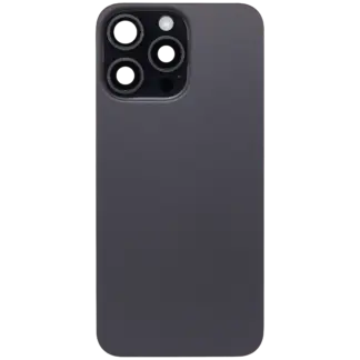 Rückglas mit MagSafe Magnet & NFC & Taschenlampen-Flexkabel für iPhone 15 Pro Max (ausgebautes Originalteil: Grade B) (Black Titanium)