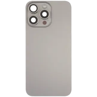 Rückglas mit MagSafe Magnet & NFC & Taschenlampen-Flexkabel für iPhone 15 Pro Max (ausgebautes Originalteil: Grade B) (Natural Titanium)