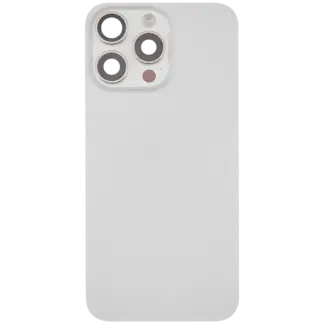 Rückglas mit MagSafe Magnet & NFC & Taschenlampen-Flexkabel für iPhone 15 Pro Max (ausgebautes Originalteil: Grade B) (White Titanium)