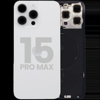 Rückglas mit MagSafe Magnet & NFC & Taschenlampen-Flexkabel für iPhone 15 Pro Max (ausgebautes Originalteil: Grade B) (White Titanium)