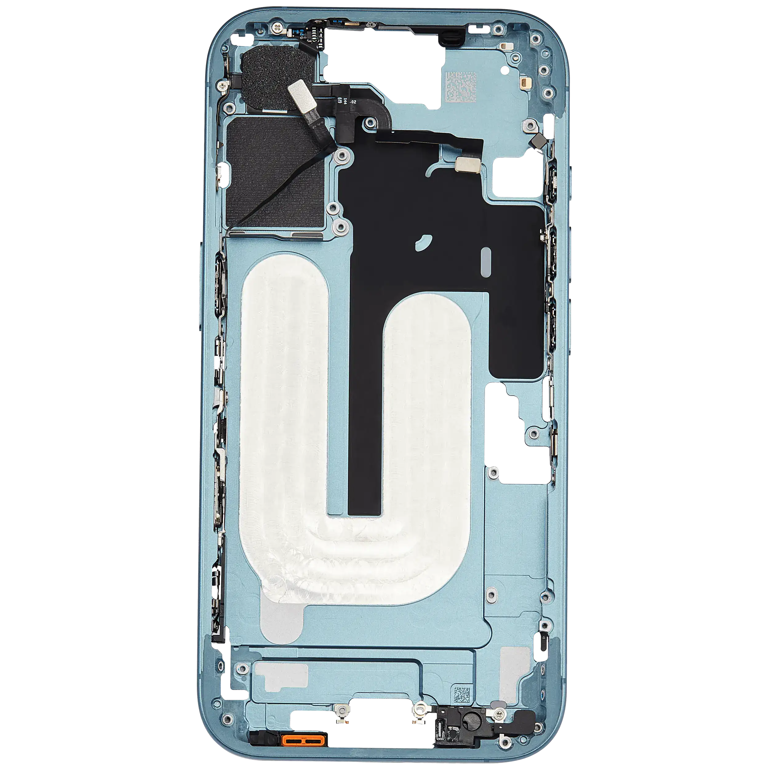 Mittelrahmen mit Kleinteilen für iPhone 16 (US-Version) (ausgebautes Originalteil: Grade A) (Teal) – Bild 4