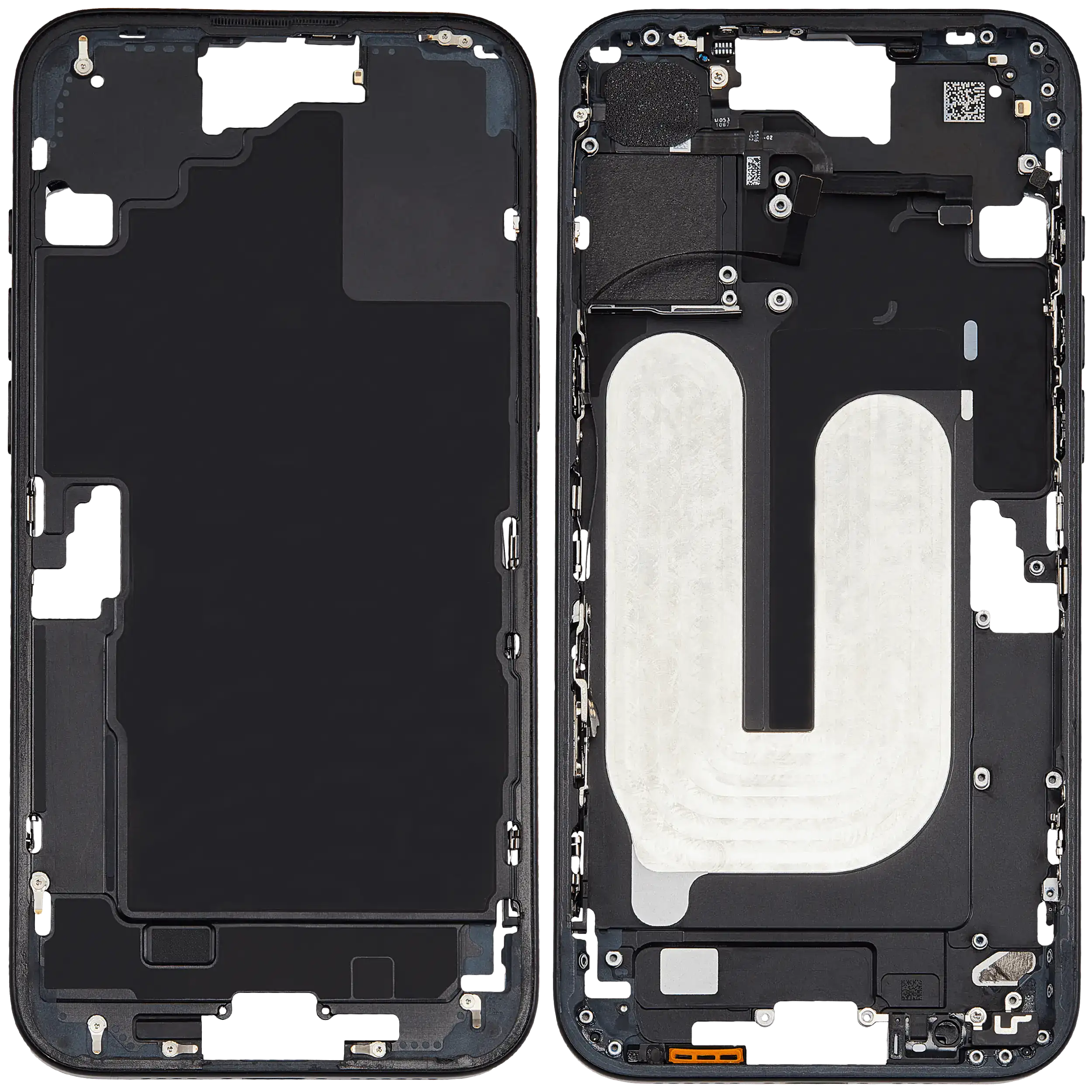 Mittelrahmen mit Kleinteilen für iPhone 16 Plus (US-Version) (ausgebautes Originalteil: Grade A) (Black (Schwarz)) – Bild 2