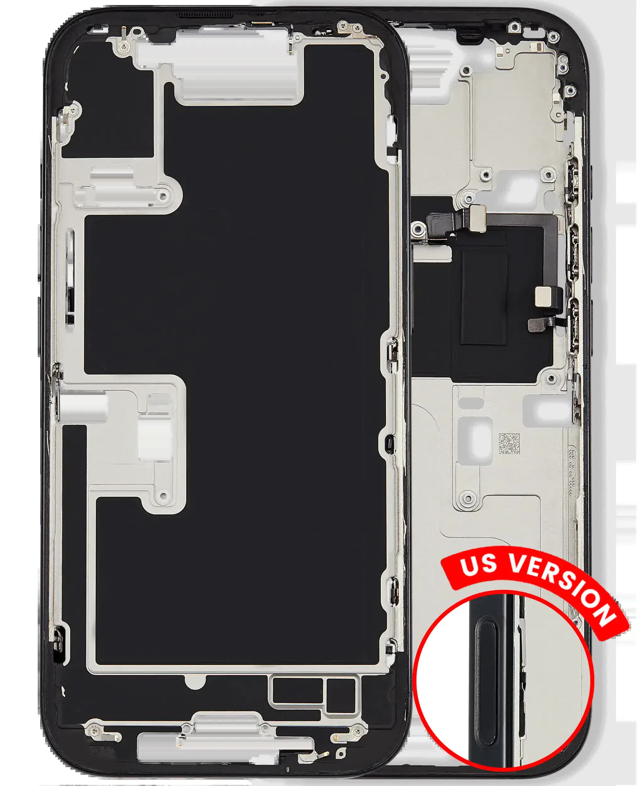 Mittelrahmen mit Kleinteilen für iPhone 16 Pro (US-Version) (ausgebautes Originalteil: Grade A) (Black Titanium)