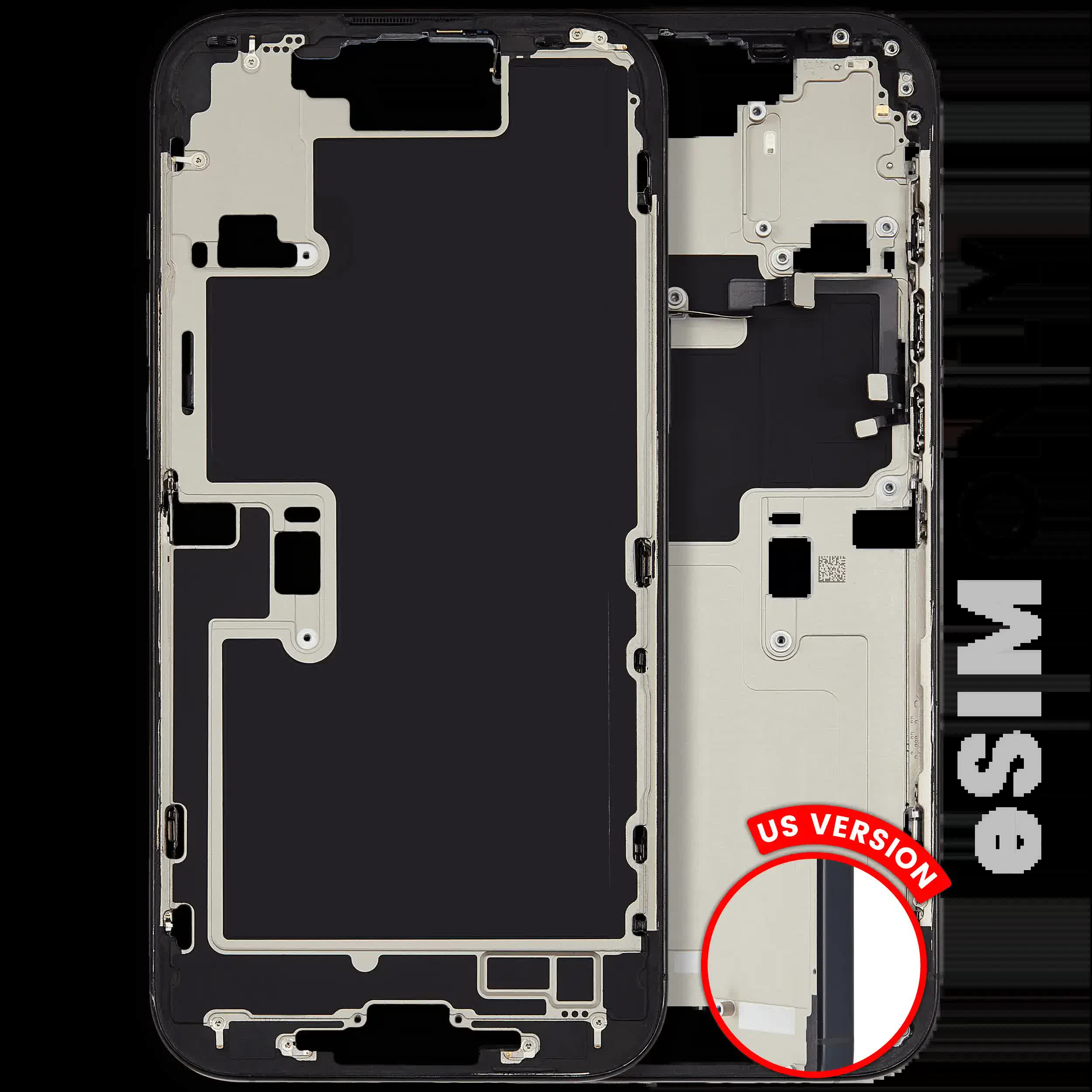 Mittelrahmen mit Kleinteilen für iPhone 16 Pro Max (US-Version) (ausgebautes Originalteil: Grade A) (Black Titanium)