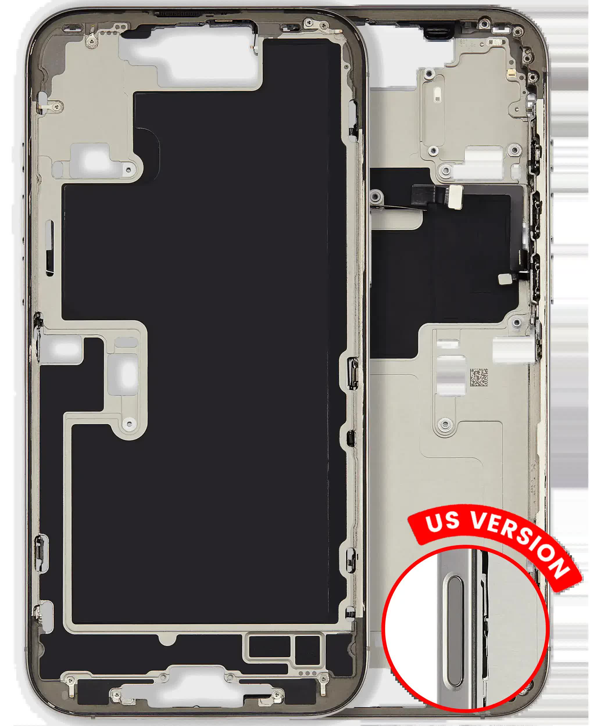 Mittelrahmen mit Kleinteilen für iPhone 16 Pro Max (US-Version) (ausgebautes Originalteil: Grade A) (Natural Titanium)