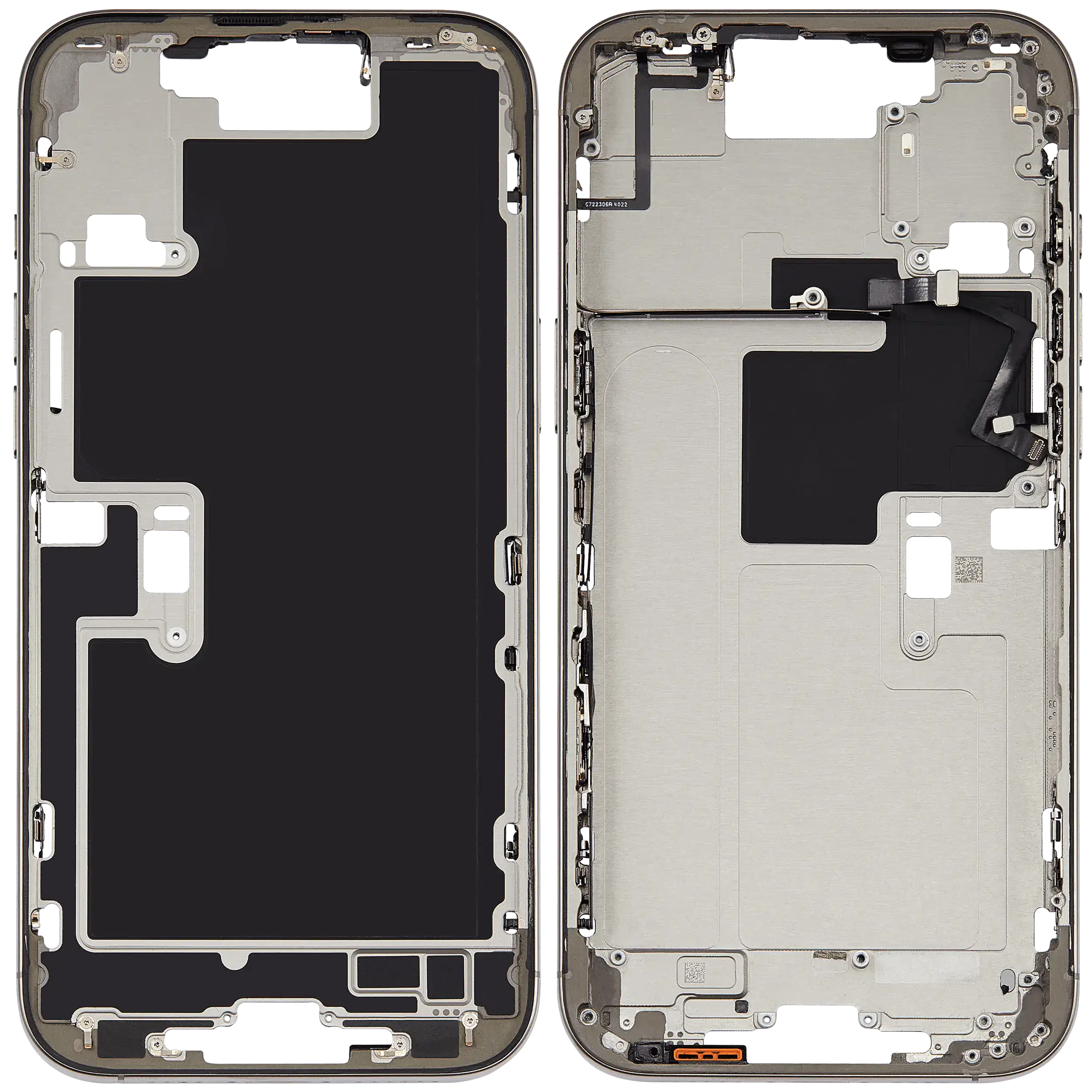 Mittelrahmen mit Kleinteilen für iPhone 16 Pro Max (US-Version) (ausgebautes Originalteil: Grade A) (White Titanium) – Bild 2