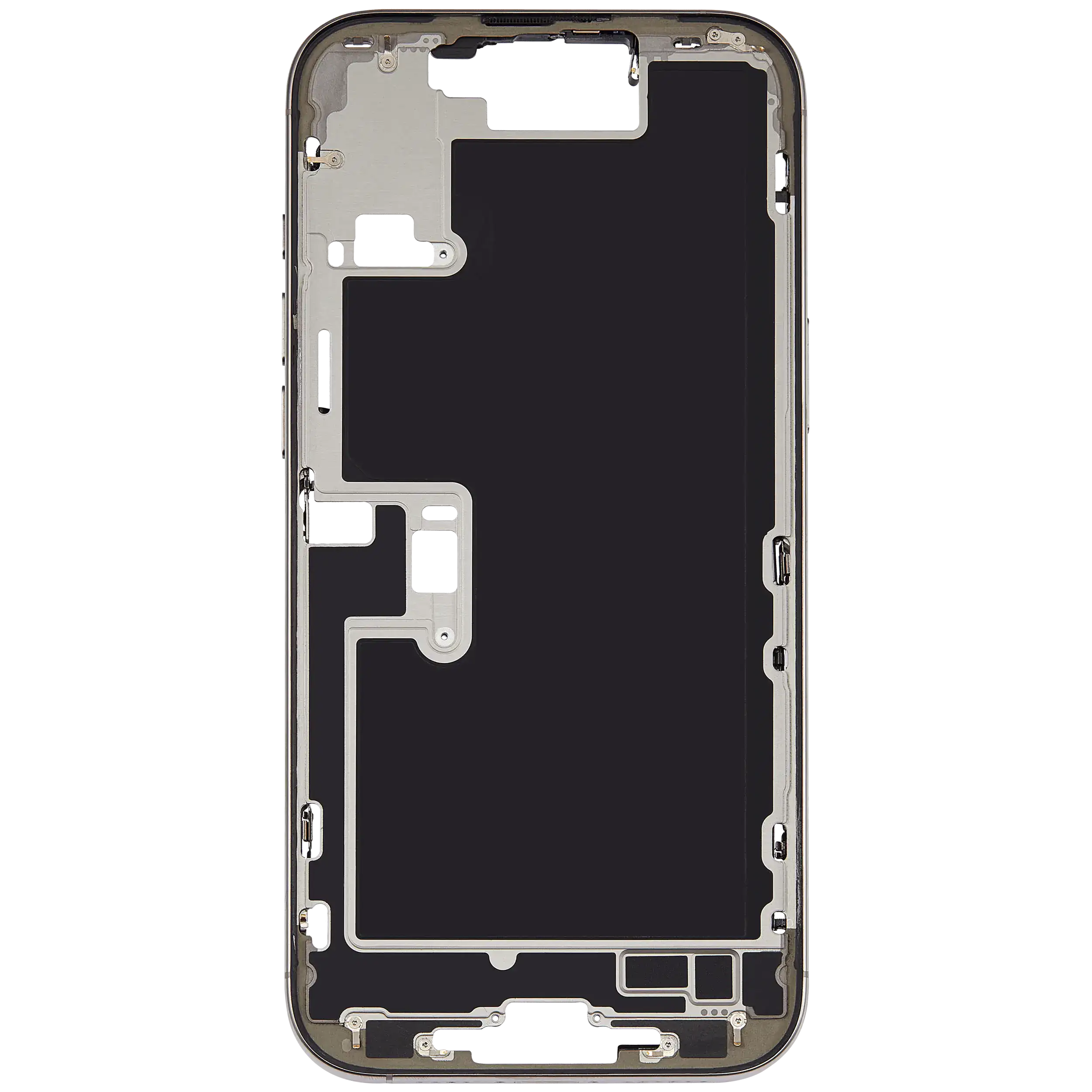 Mittelrahmen mit Kleinteilen für iPhone 16 Pro Max (US-Version) (ausgebautes Originalteil: Grade A) (White Titanium) – Bild 3