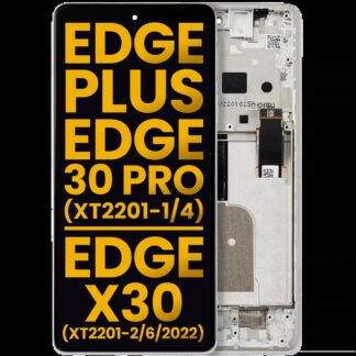 OLED Display mit Rahmen für Motorola Moto Edge Plus / Edge 30 Pro (XT2201-1/4) / Edge X30 5G (XT2201-2/6 /2022) (professionell aufgearbeitet) (Stardust White)