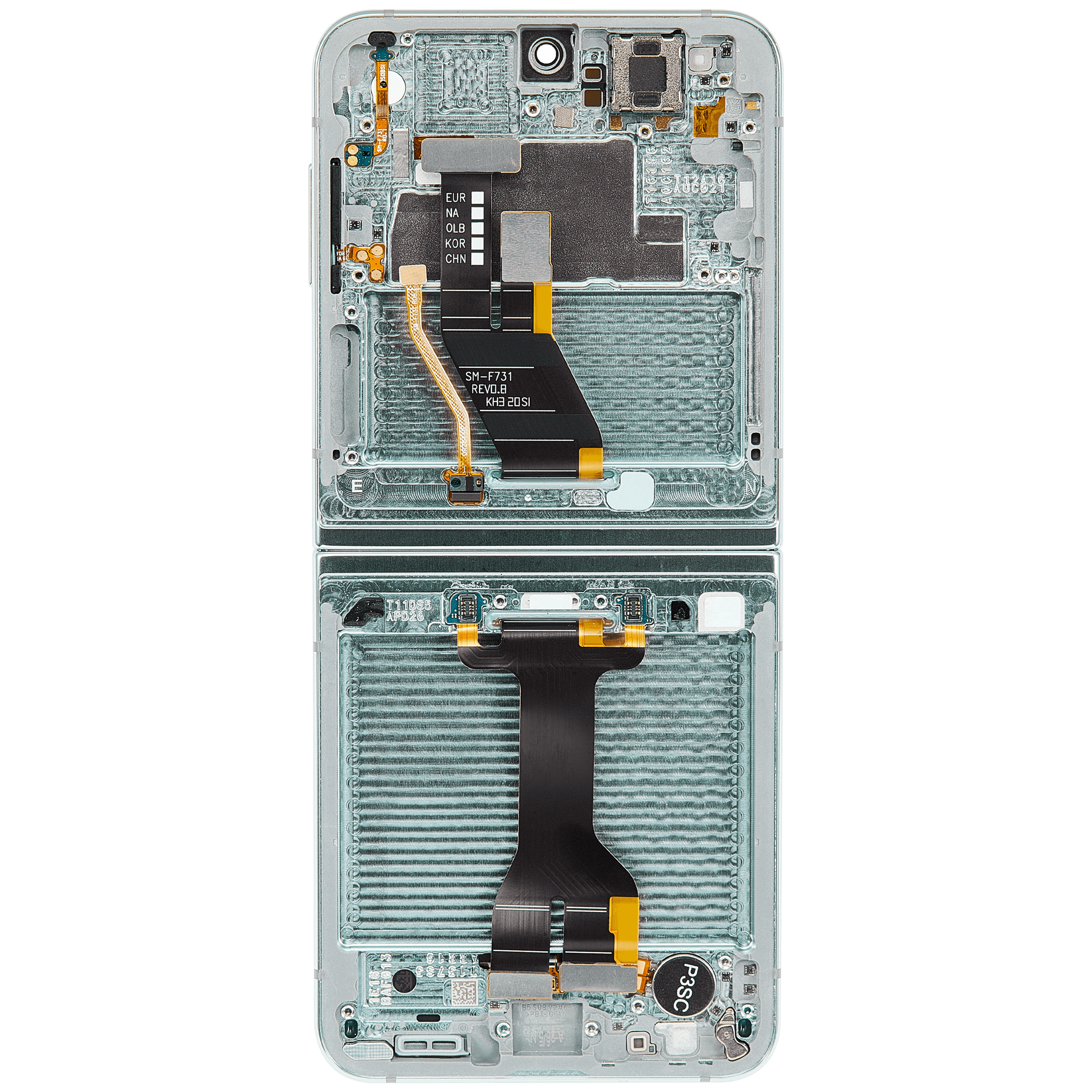 Inner OLED Display mit Rahmen für Samsung Galaxy Z Flip 5 5G (US & International) (professionell aufgearbeitet) (Mint) – Bild 4