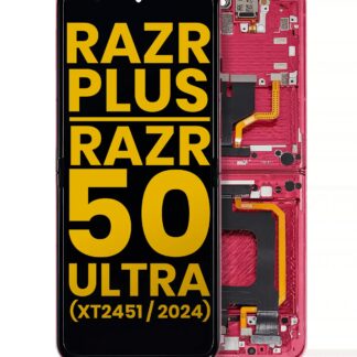 Inner OLED Display mit Rahmen für Motorola Razr Plus 2024 / Razr 50 Ultra (XT2451 / 2024) / Razr Plus 2025 (XT2557) (professionell aufgearbeitet) (Hot Pink)