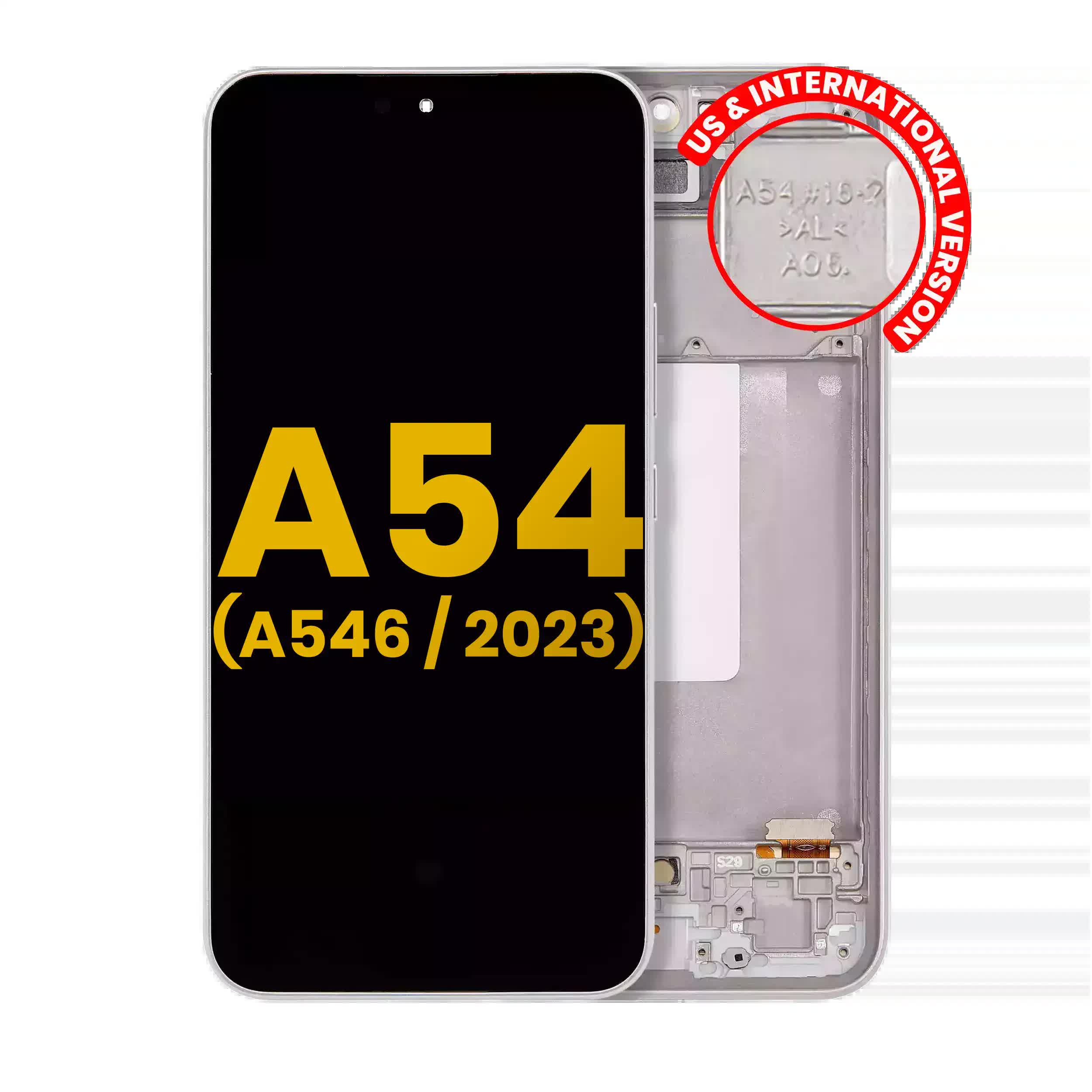 OLED Display mit Rahmen für Samsung Galaxy A54 5G (A546 / 2023) (US & International Version) (professionell aufgearbeitet) (White (Weiß))