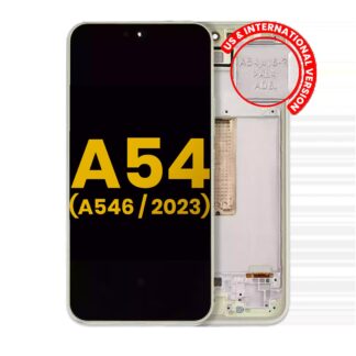 OLED Display mit Rahmen für Samsung Galaxy A54 5G (A546 / 2023) (US & International Version) (professionell aufgearbeitet) (Lime)