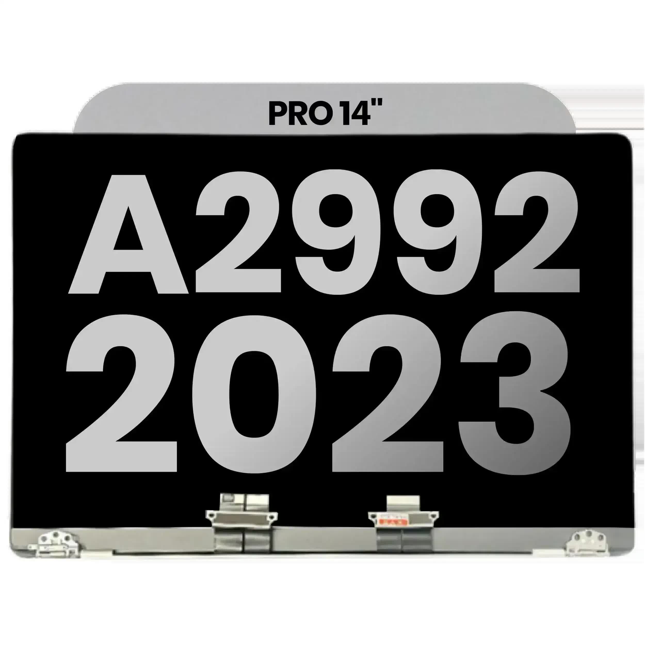 komplette LCD-Displayeinheit für MacBook Pro 14" A2992 (2023) (vormontiert Lid Angle Sensor Kabel) (ausgebautes Originalteil: Grade A) (Space Black)