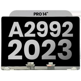 komplette LCD-Displayeinheit für MacBook Pro 14" A2992 (2023) (vormontiert Lid Angle Sensor Kabel) (ausgebautes Originalteil: Grade B) (Space Black)
