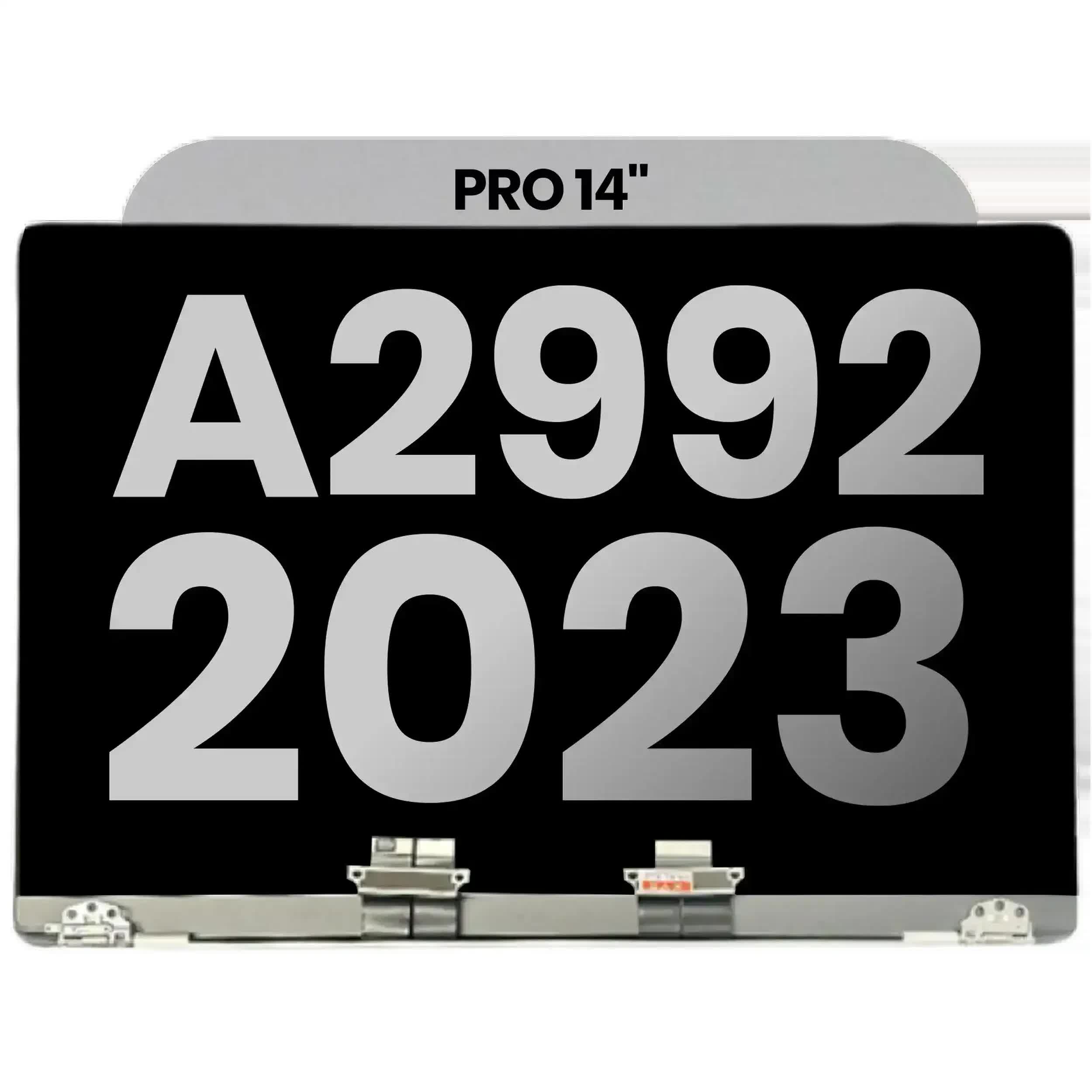 komplette LCD-Displayeinheit für MacBook Pro 14" A2992 (2023) (vormontiert Lid Angle Sensor Kabel) (ausgebautes Originalteil: Grade B) (Space Black)