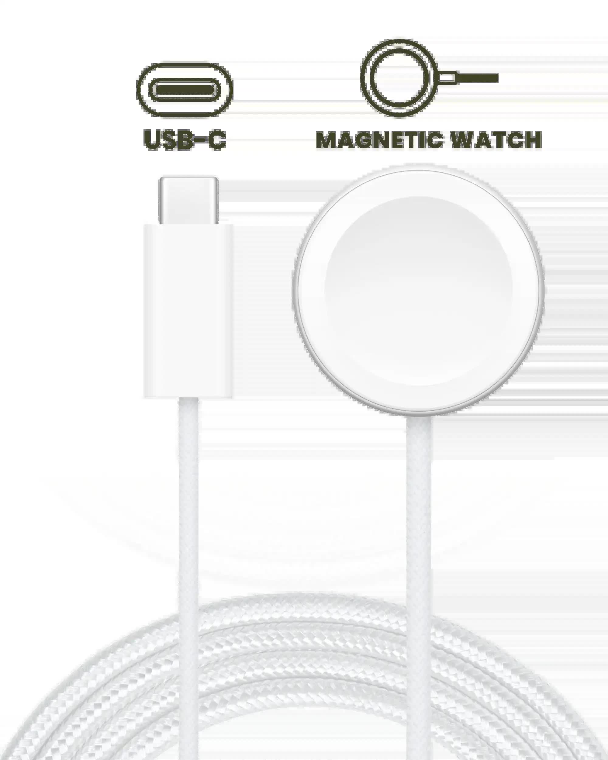 USB-C Magnetic Watch Charging (Braided) Kabel (3.3 ft.) für All Watch Series (Original Grade neu) (Bulk-Verpackung)